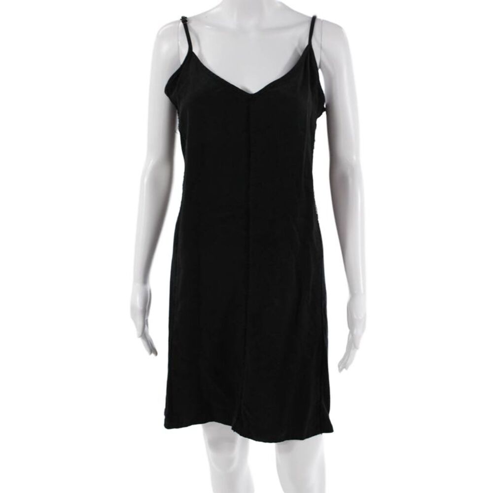 Red Haute Womens Slip Dress Black V Neck Tencel Sleeveless Size M